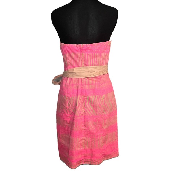 H&M Neon Pink and Khaki Strapless Mini Dress with‎ Bow Size 8 - Picture 8 of 8